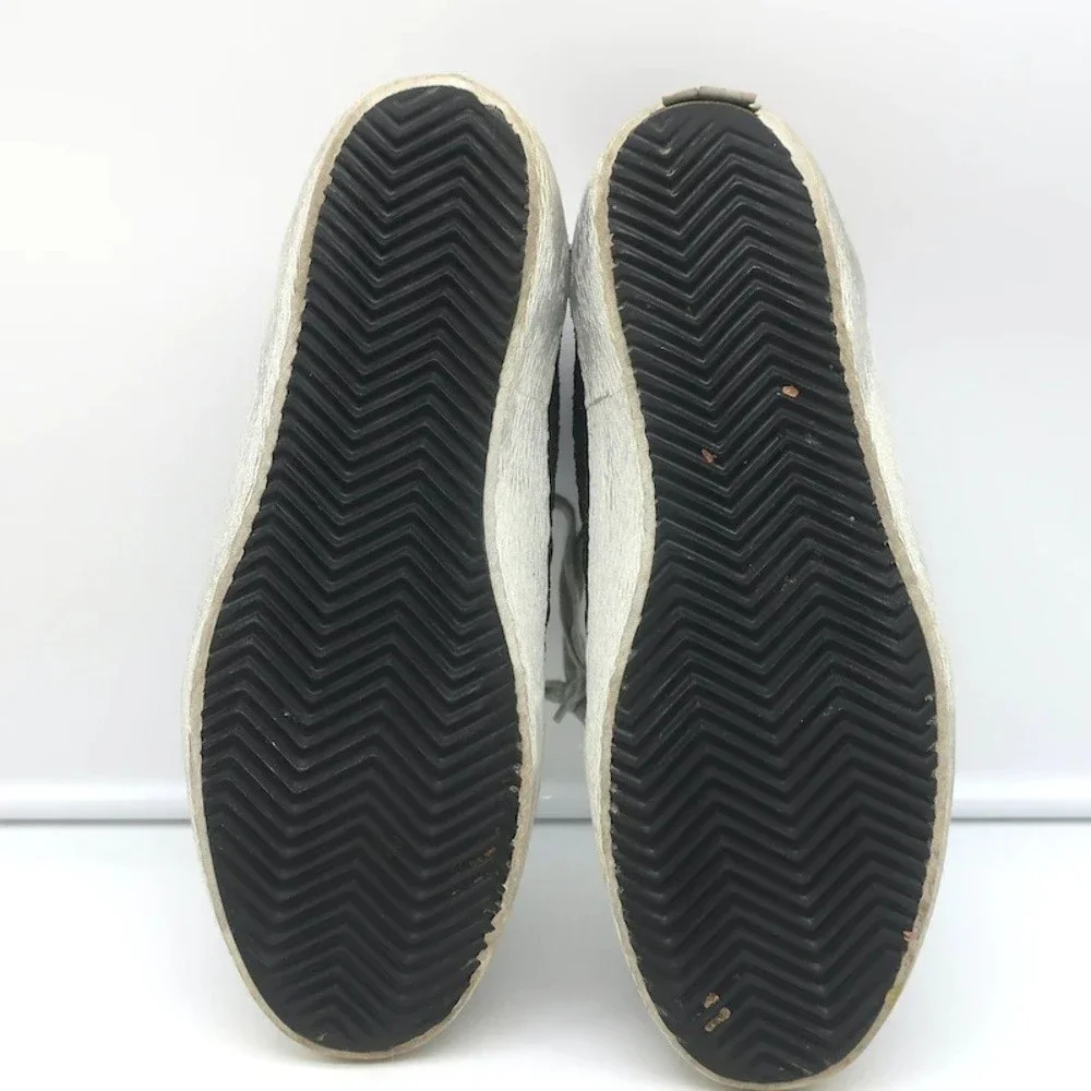 Golden Goose Mid Star Glitter Wing Tip Sneakers Black with Silver Star Size 38 - Picture 11 of 11